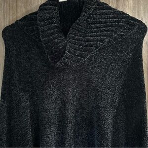 Cozy Black Knit Poncho
